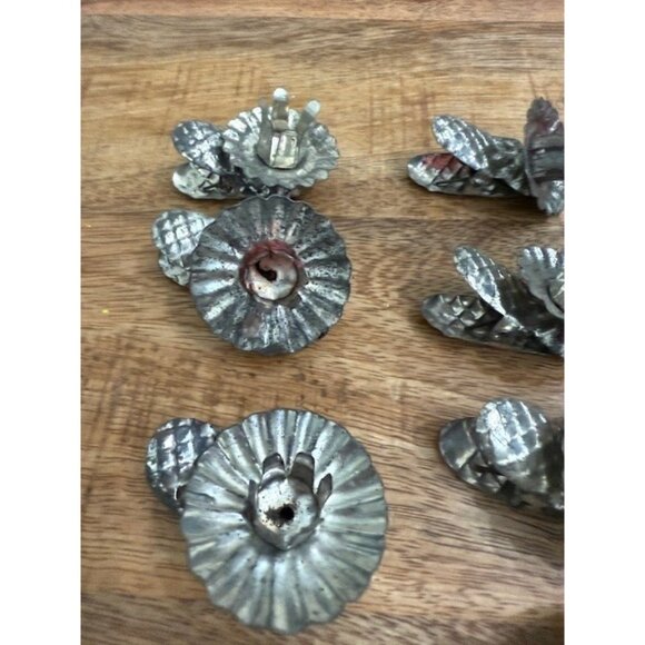 Vintage Silver Tone Christmas Tree Candle Clips Holders Pinecone Clips Set 15 pc - Picture 7 of 14